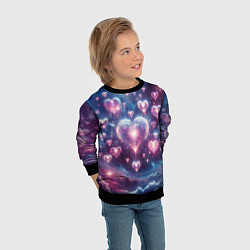Свитшот детский Космические сердца - звезды, цвет: 3D-черный — фото 2