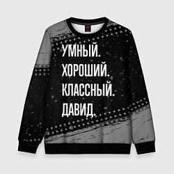 Свитшот детский Умный, хороший, классный: Давид, цвет: 3D-черный
