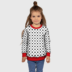 Свитшот детский Черно-белые сердечки, цвет: 3D-красный — фото 2