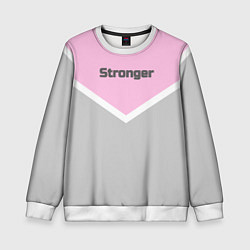 Свитшот детский Stronger серо-розовый, цвет: 3D-белый