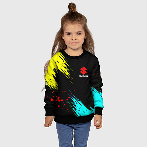 Детский свитшот Suzuki краски абстрактные / 3D-Черный – фото 4