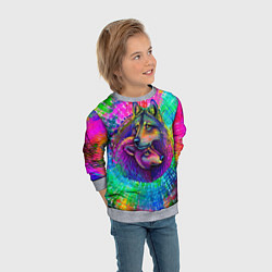 Свитшот детский Цветные волк с волчицей, цвет: 3D-меланж — фото 2