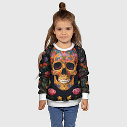 Свитшот детский Bright colors and skull, цвет: 3D-белый — фото 2