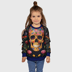 Свитшот детский Bright colors and skull, цвет: 3D-синий — фото 2