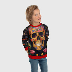 Свитшот детский Bright colors and skull, цвет: 3D-красный — фото 2