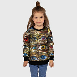 Свитшот детский Металлические глаза в стиле стимпанк, цвет: 3D-черный — фото 2