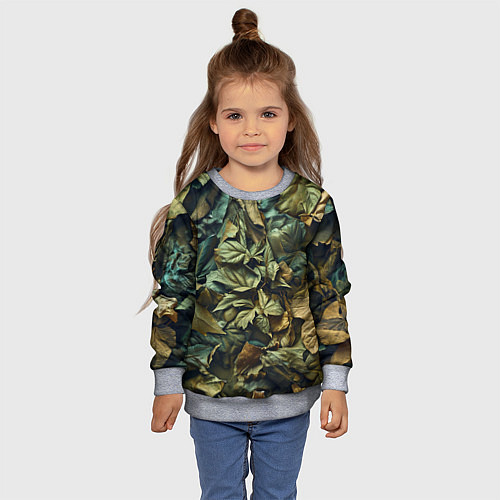 Детский свитшот Реалистичный камуфляж из листьев / 3D-Меланж – фото 4