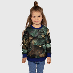 Свитшот детский Реалистичный камуфляж из листьев, цвет: 3D-синий — фото 2