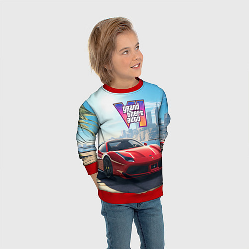 Детский свитшот GTA 6 logo auto / 3D-Красный – фото 3