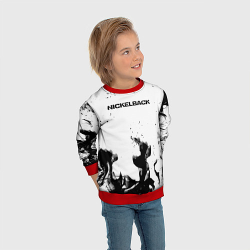 Детский свитшот Nickelback серый дым рок / 3D-Красный – фото 3