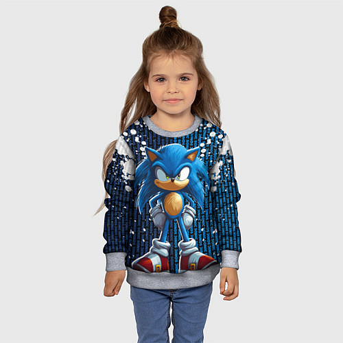 Детский свитшот Sonic - splash and logo / 3D-Меланж – фото 4