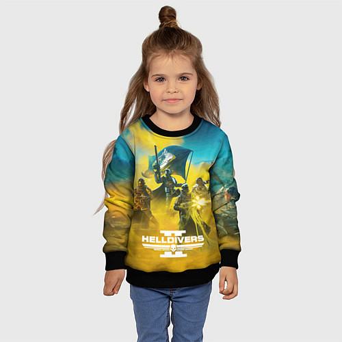 Детский свитшот Helldivers 2: Battle / 3D-Черный – фото 4