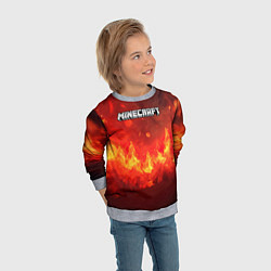 Свитшот детский Minecraft logo fire, цвет: 3D-меланж — фото 2