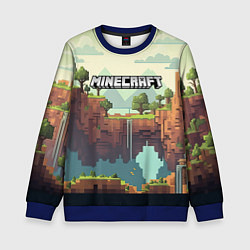 Свитшот детский Minecraft logo квадратный мир, цвет: 3D-синий