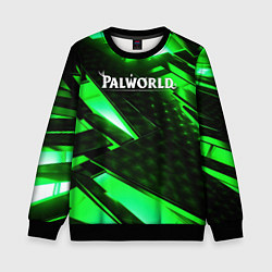 Свитшот детский Palworld logo green neon, цвет: 3D-черный