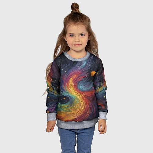 Детский свитшот Звездный вихрь абстрактная живопись / 3D-Меланж – фото 4