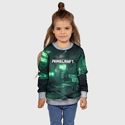 Свитшот детский Minecraft logo в стиле киберпанк, цвет: 3D-меланж — фото 2