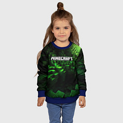 Свитшот детский Minecraft logo зеленые кубики, цвет: 3D-синий — фото 2