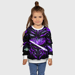 Свитшот детский Фиолетовый камень на чёрном фоне, цвет: 3D-белый — фото 2