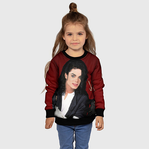 Детский свитшот Michael Jackson с пантерой и автографом / 3D-Черный – фото 4