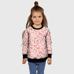 Свитшот детский Розовый паттерн с цветами и котиками, цвет: 3D-черный — фото 2