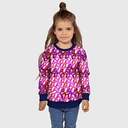 Свитшот детский Розовый узор и белая обводка, цвет: 3D-синий — фото 2