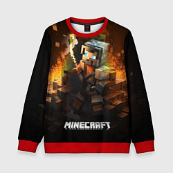 Свитшот детский Minecraft персонаж искры от огня, цвет: 3D-красный