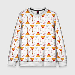Свитшот детский Узор из музыкальных инструментов балалаек, цвет: 3D-белый