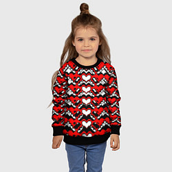Свитшот детский Белые сердца на абстрактном фоне, цвет: 3D-черный — фото 2