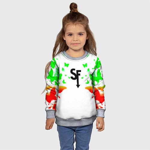 Детский свитшот Sally face бабочки / 3D-Меланж – фото 4