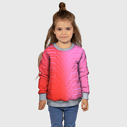 Свитшот детский Красные градиентные линии, цвет: 3D-меланж — фото 2