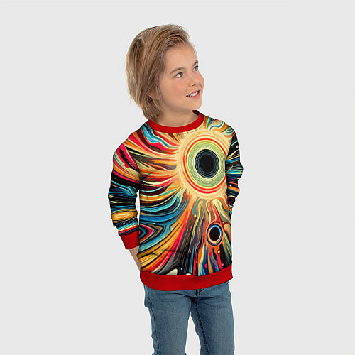 Детский свитшот Space abstraction - ai art / 3D-Красный – фото 3