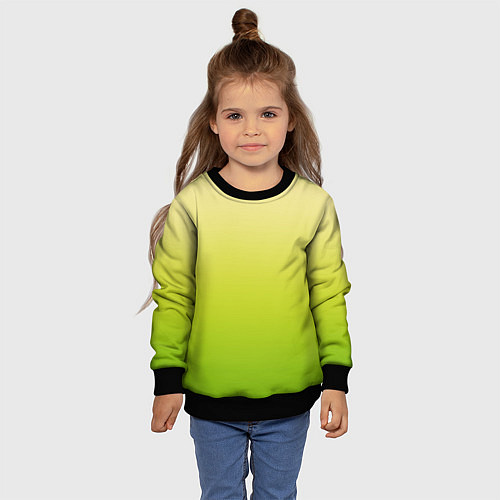 Детский свитшот Градиент лимонный жёлто-салатовый / 3D-Черный – фото 4