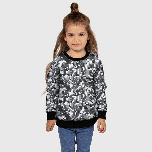 Детский свитшот Пиксельный камуфляж серого цвета / 3D-Черный – фото 4