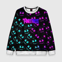 Свитшот детский Fortnite x Marshmello neon pattern, цвет: 3D-белый