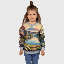 Свитшот детский Спокойный рассвет над японским горизонтом, цвет: 3D-меланж — фото 2
