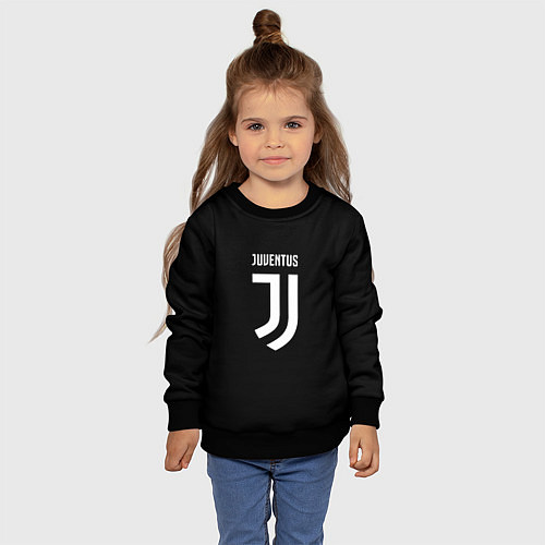 Детский свитшот Juventus sport fc белое лого / 3D-Черный – фото 4