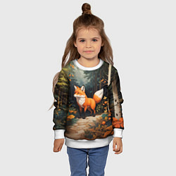 Свитшот детский Лисёнок на лесной прогулке, цвет: 3D-белый — фото 2