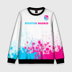 Свитшот детский Atletico Madrid neon gradient style посередине, цвет: 3D-черный