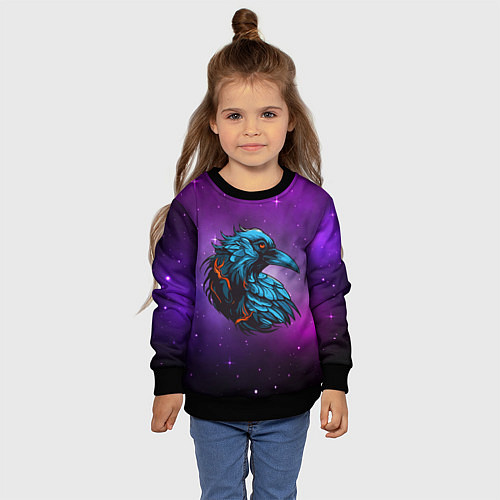 Детский свитшот Ворона в космосе / 3D-Черный – фото 4