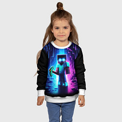 Свитшот детский Minecraft - neon character ai art, цвет: 3D-белый — фото 2