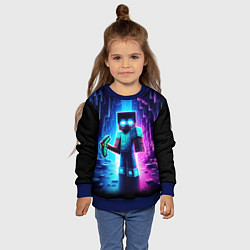 Свитшот детский Minecraft - neon character ai art, цвет: 3D-синий — фото 2