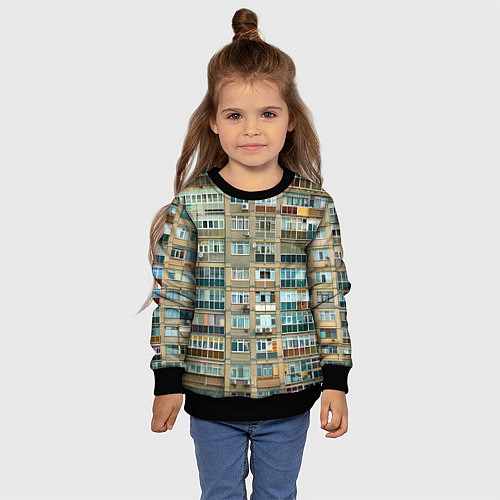 Детский свитшот Панельный дом / 3D-Черный – фото 4