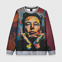Свитшот детский Илон Маск граффити портрет, цвет: 3D-меланж