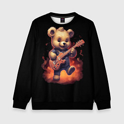 Свитшот детский Плюшевый медведь играет на гитаре, цвет: 3D-черный