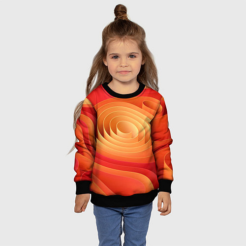 Детский свитшот Оранжевые объемные круги / 3D-Черный – фото 4