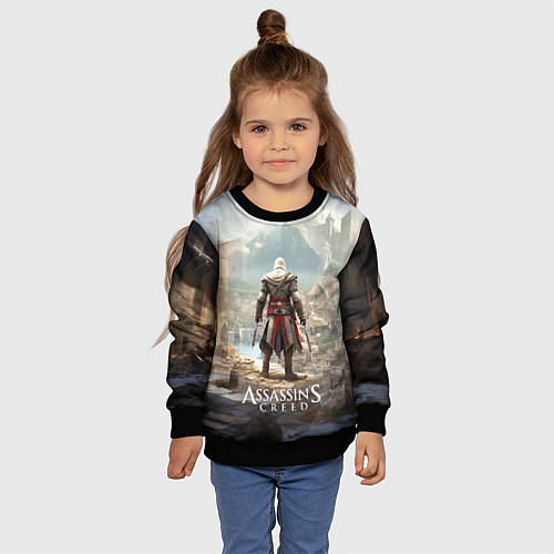 Детский свитшот Assassins creed старинный город / 3D-Черный – фото 4