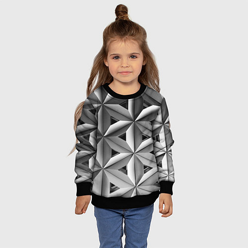 Детский свитшот Черно белый узор / 3D-Черный – фото 4
