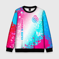 Детский свитшот Club Brugge neon gradient style вертикально