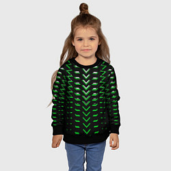 Свитшот детский Зелёно-белые полосы на чёрном фоне, цвет: 3D-черный — фото 2